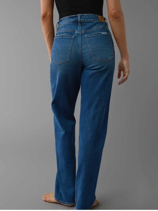 American Eagle Strigid Super High-Waisted Baggy Straight Jean - Picture 3 of 8